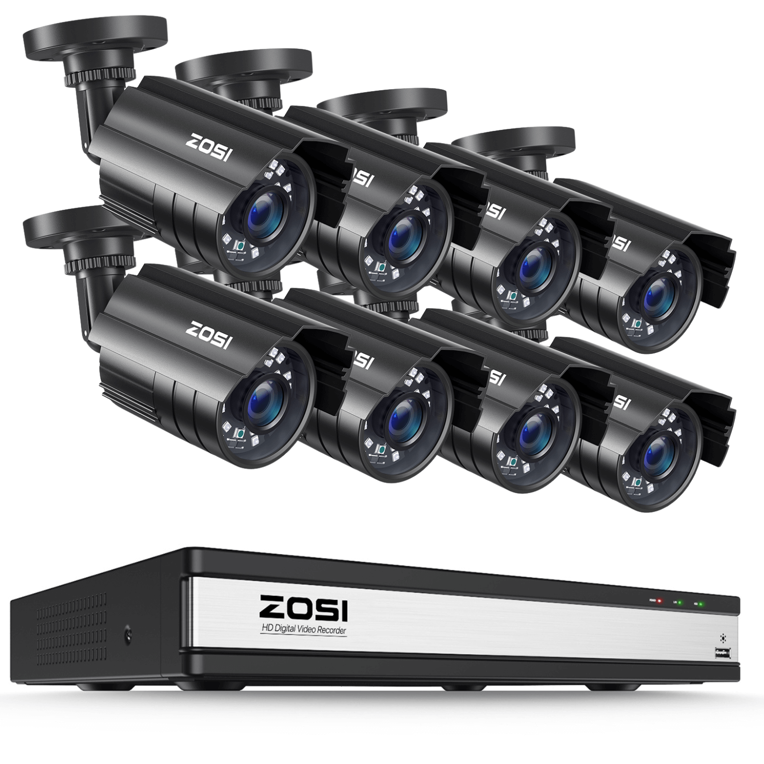 Zosi 2MP 16CH CCTV DVR Security System - 8pcs C261 Cam & 2TB HDD