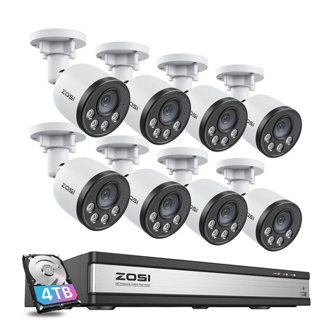 C180 4MP@25fps Security Camera System + 4K 16CH PoE NVR + 4TB Hard Drive