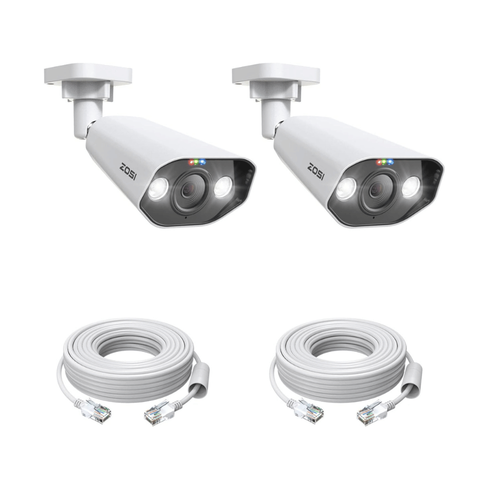 C182 2pack/4pack 5MP Add-on PoE Cameras + 60ft Ethernet Cable - Zosi