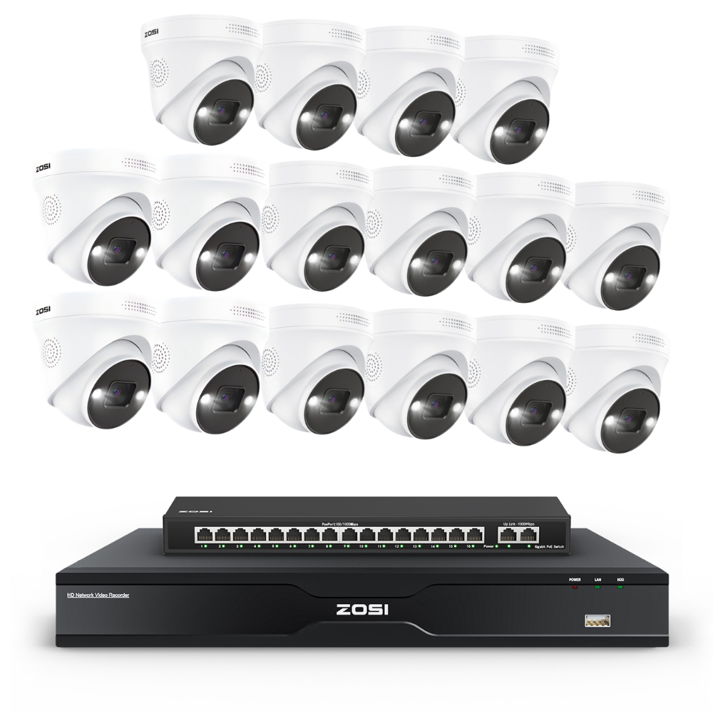 C225 32CH 4K PoE Security Camera System + Max 32 Cameras + 4TB/8TB