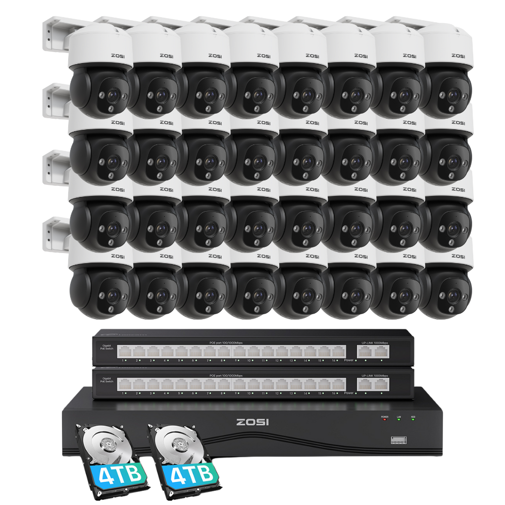 C290M 32 Channel 4K PT PoE Security Camera System for Business +