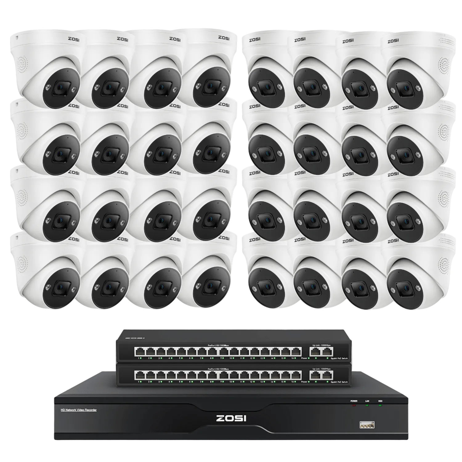 C225 32-Channel 4K PoE Security Camera System + Max. 16TB HDD - Zosi