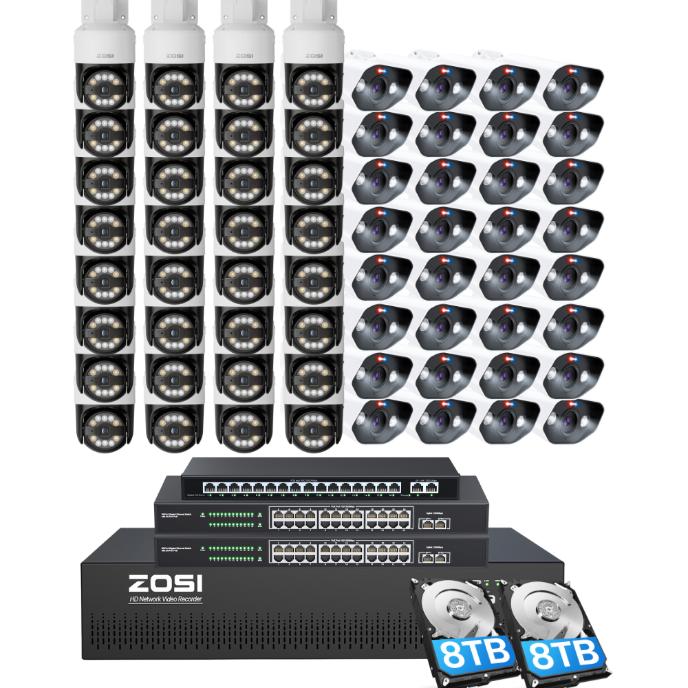 C296/C182 64 Channel PTZ 4K PoE Security Camera System for