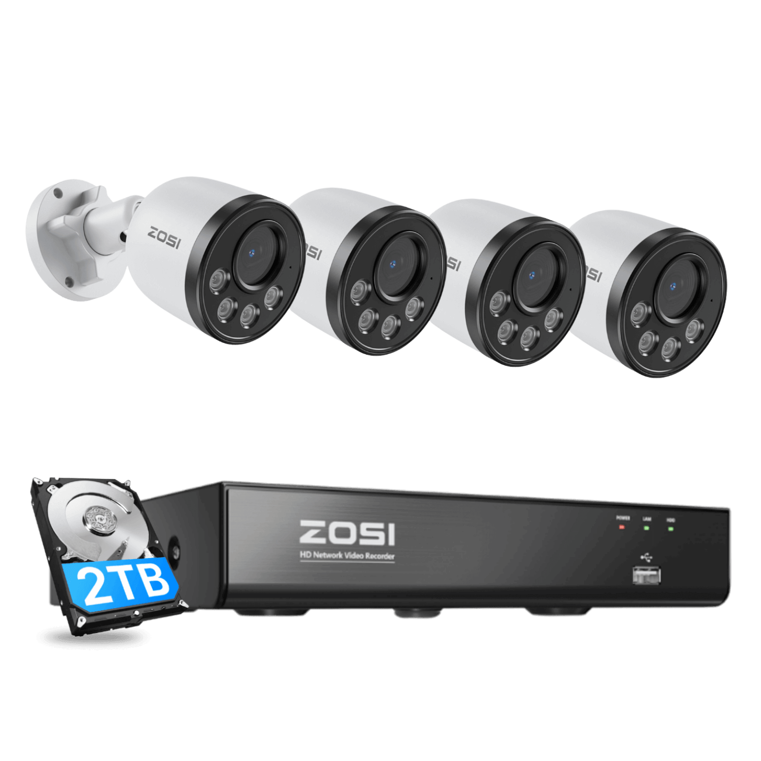 C180 4K 8CH PoE Security Camera System | 100ft IR Night Vision - Zosi