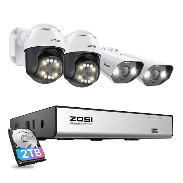 5MP 8 Channel PT & Bullet PoE IP Camera System + 2TB Hard Drive