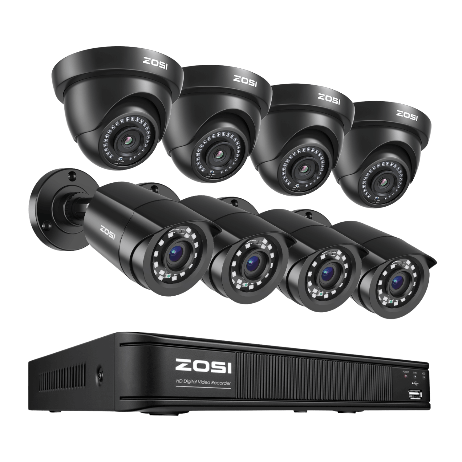 C106 & C419 2MP 8CH HD-TVI Bullet & Dome Security Camera System - Zosi