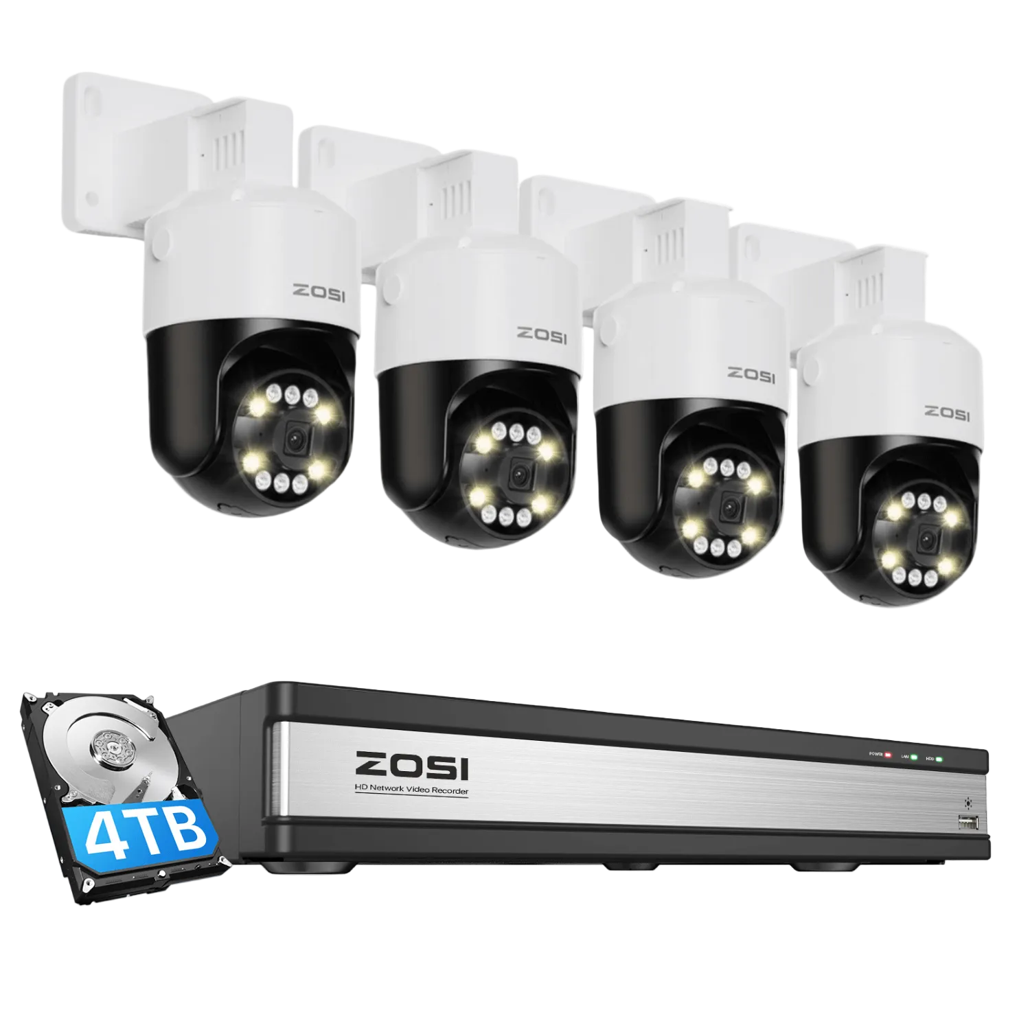 C296B 4K 8CH PoE Security Camera System | Pan 355° Tilt 110