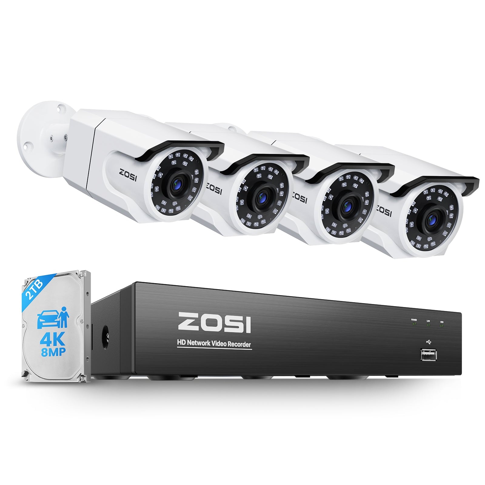 C105 4K 8 Channel PoE Security System, Audio Record, 2TB HDD