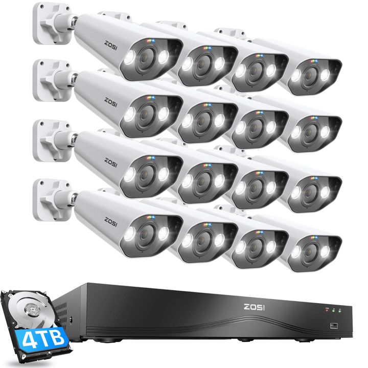 C182 4K PoE Security Camera System + 16CH 2-Bay NVR with 4TB Hard