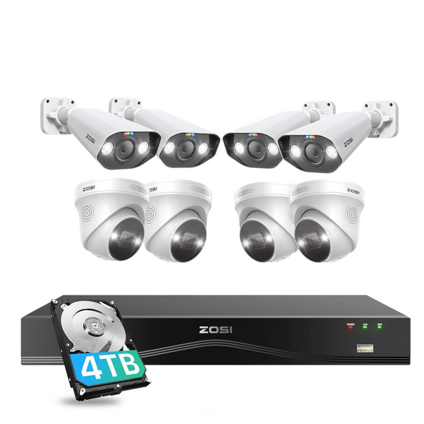 C182/C225 4K 16CH Security Camera System(32CH Expandable) + 4TB Hard Drive Zosi