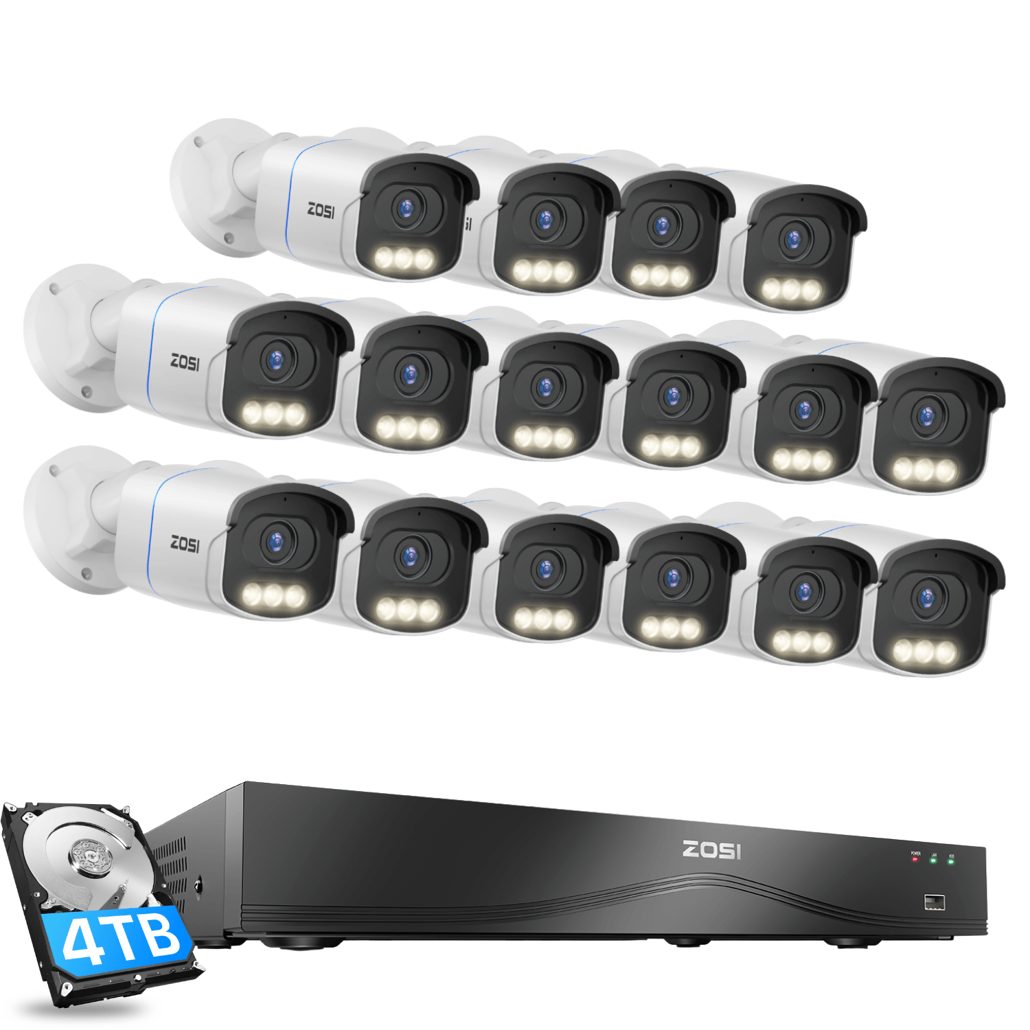 C186A 4K 16 Channel True Color Night Security System + 16CH PoE NVR wi ...