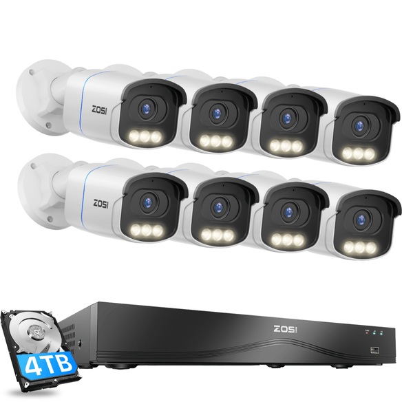 C186A 4K 16 Channel True Color Night Security System + 16CH PoE NVR with 4TB Hard Drive