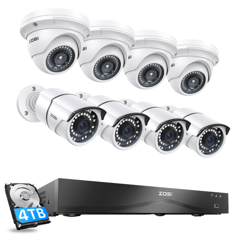 C261 & C429 5MP PoE Security Camera System + 4K 16CH PoE NVR with 4TB Hard Drive