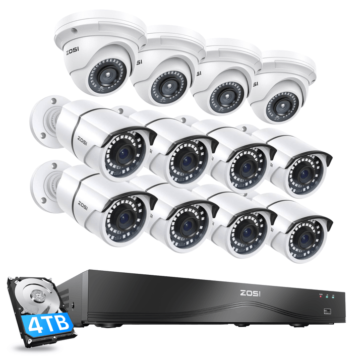 Zosi 5MP 8 Camera Capable 16 Wired 4TB NVR System with C429 or
