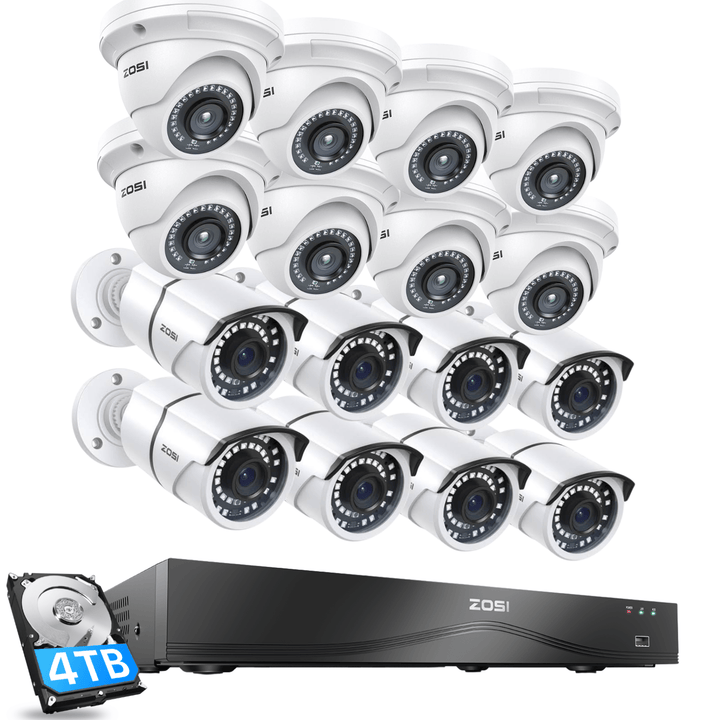 Zosi 5MP 8 Camera Capable 16 Wired 4TB NVR System with C429 or