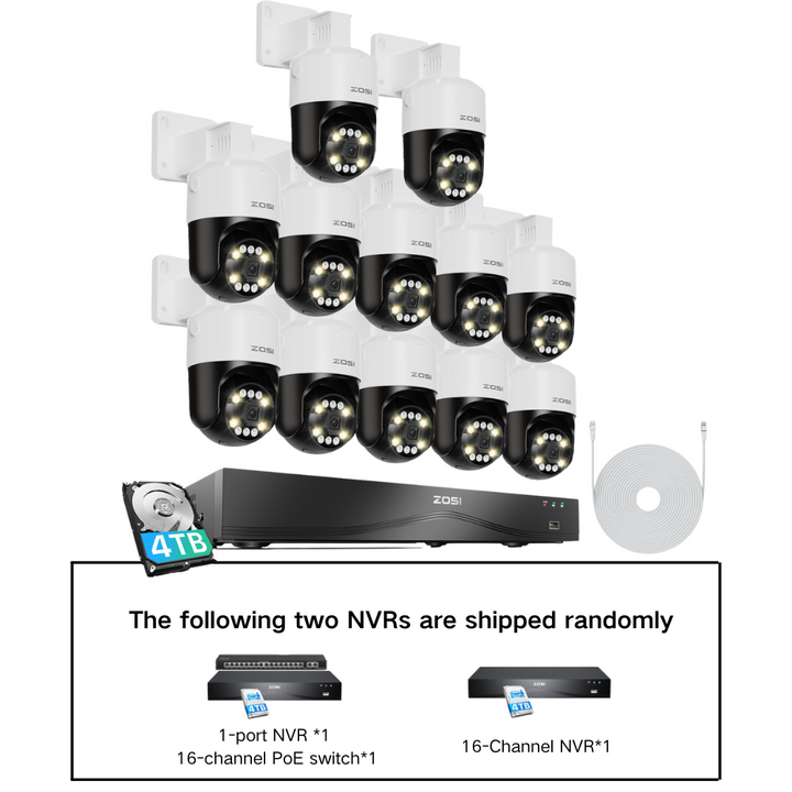 C296B 4K Pan-Tilt PoE Security Camera System | 16CH PoE NVR 4TB C296B 4K Pan-Tilt PoE Security Camera System | 16CH PoE NVR 4TB