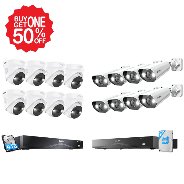 [2*System] C182 / C225 / C186 / C296 4K PoE Security Camera System + 16CH NVR with 4TB Hard Drive