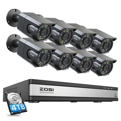 C105 4K 16 Channel Security System + Up to 16 Cameras + 4TB Hard Drive