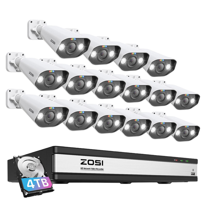 C182 5MP Surveillance Cameras 16CH PoE Security Monitor System - Zosi