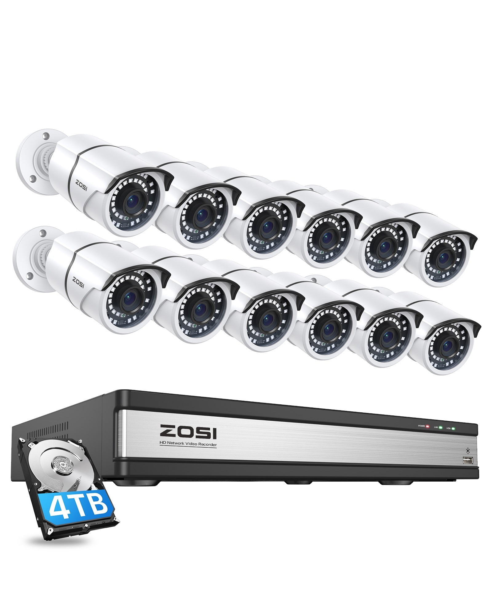 C261 5MP 16CH PoE Security System | One-way Audio Cameras | ZOSI