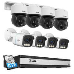 C186A/C225/C290M 4K 16CH PoE Security Camera System + 16CH PoE NVR 4TB Hard Drive