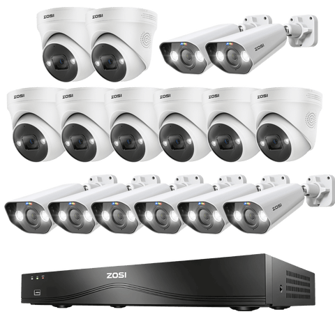 C182 & C225 4K PoE Security Camera System + 16CH 2-Bay NVR with 4TB Hard Drive