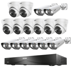 C182 & C225 4K PoE Security Camera System + 16CH 2-Bay NVR with 4TB Hard Drive