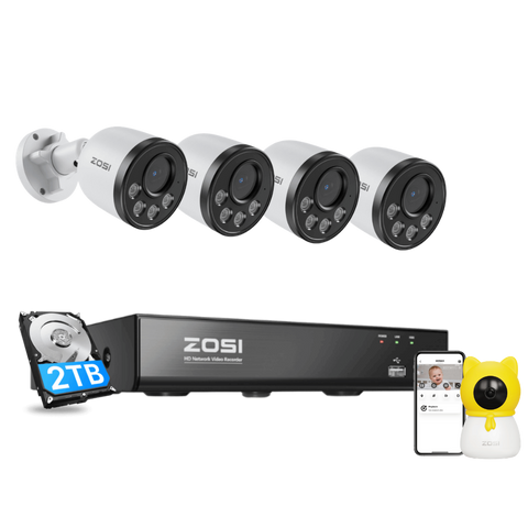 C180 4K PoE Security Camera System + 4K 8CH PoE NVR + 2TB Hard Drive