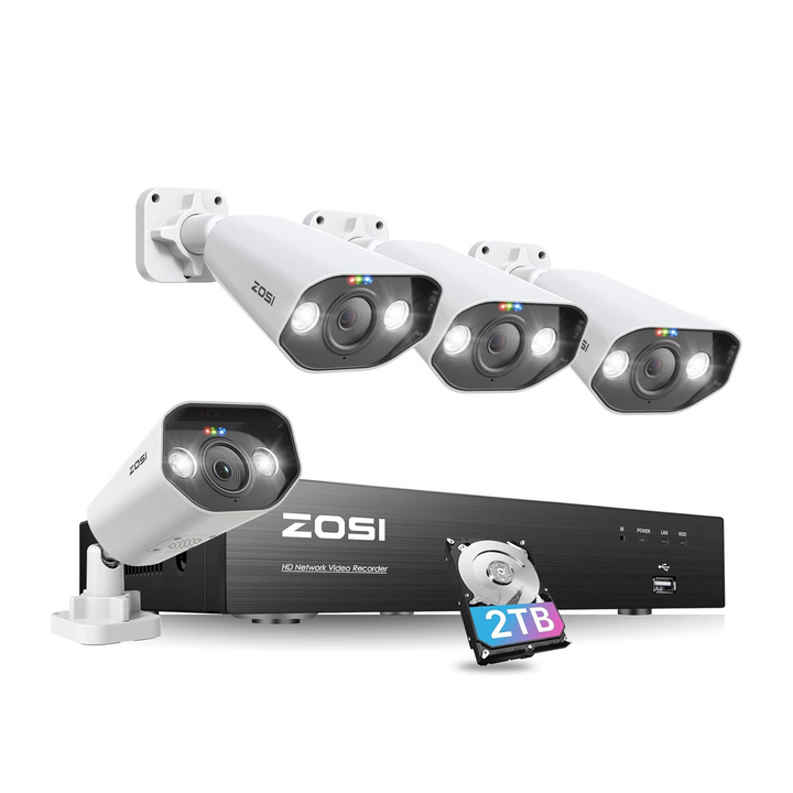 ZOSI 4K Camera Capable Wired 2TB NVR System with C182 PoE IP