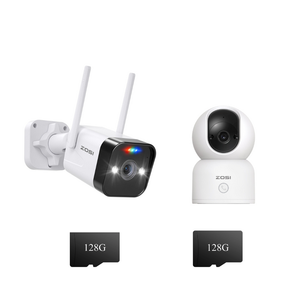 C188 4MP WiFi Camera + C518 3MP Indoor Camera + 2*128GB Card