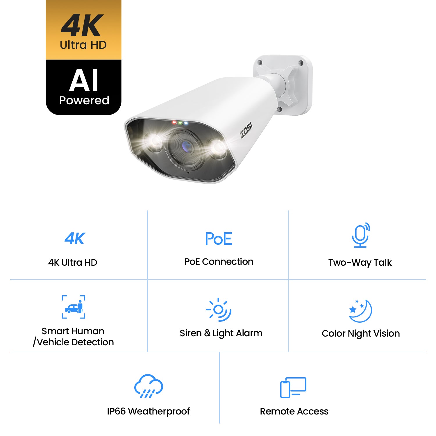 4K/8MP]C182 Bullet PoE Security IP Add-on Camera - ZG1828D - Zosi