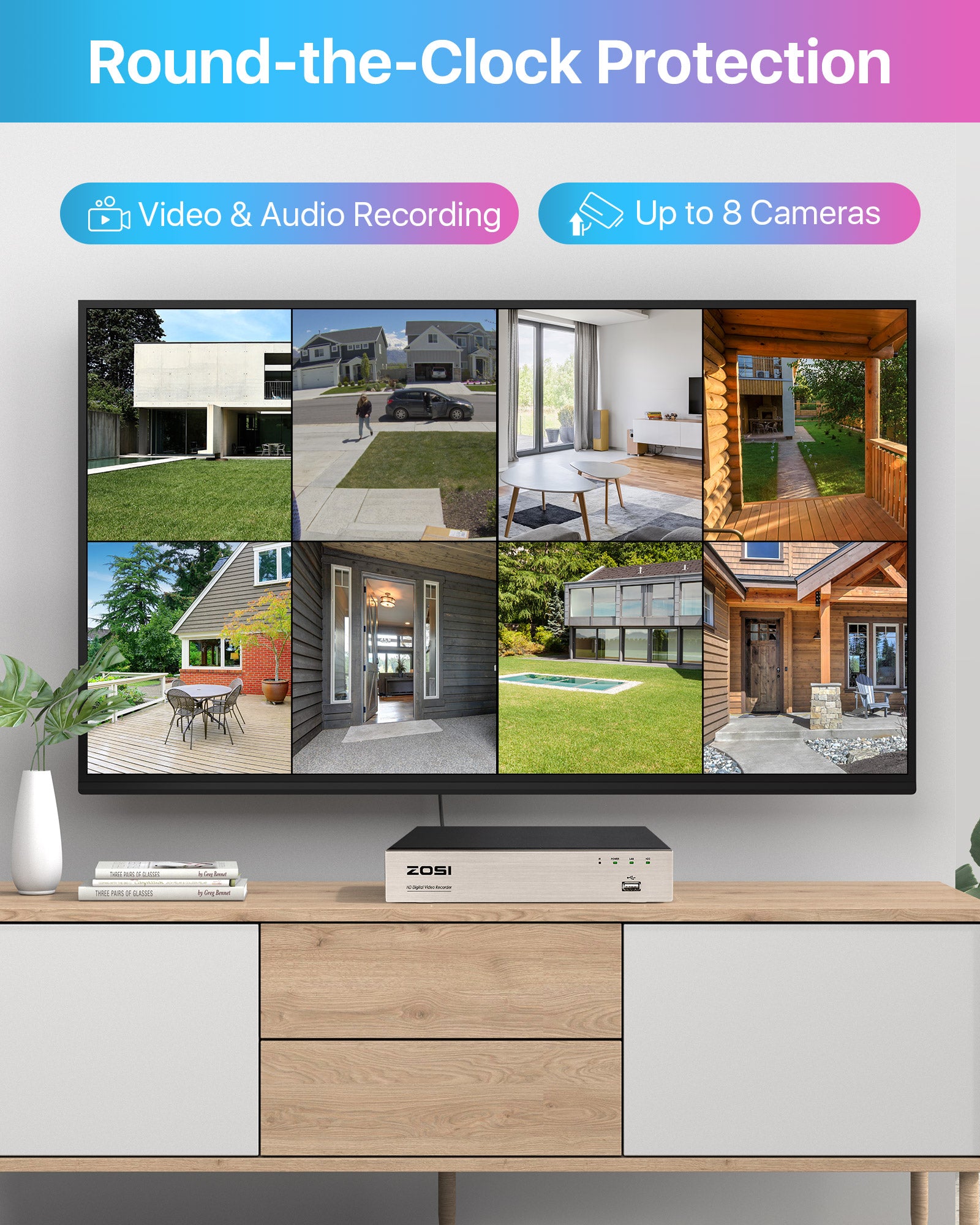 Zosi 2MP 8CH DVR & C211 Camera - Analog Security System - ZR08MN +