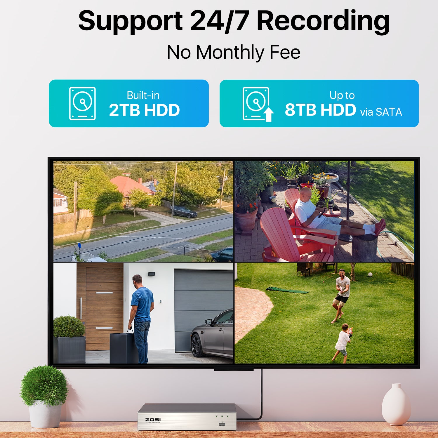 C106 & C419 2MP 8CH HD-TVI Bullet & Dome Security Camera System - Zosi