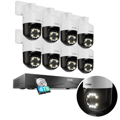 C296B 4K 16 Channel Pan-Tilt PoE Security Camera System + 4TB/8TB HDD