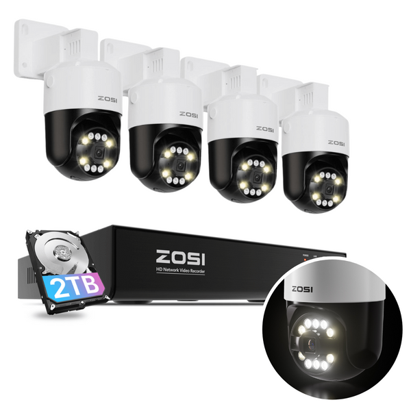 C296B 4K PTZ PoE Security System + Up to 8 Cameras + 2TB / 4TB Hard Drive