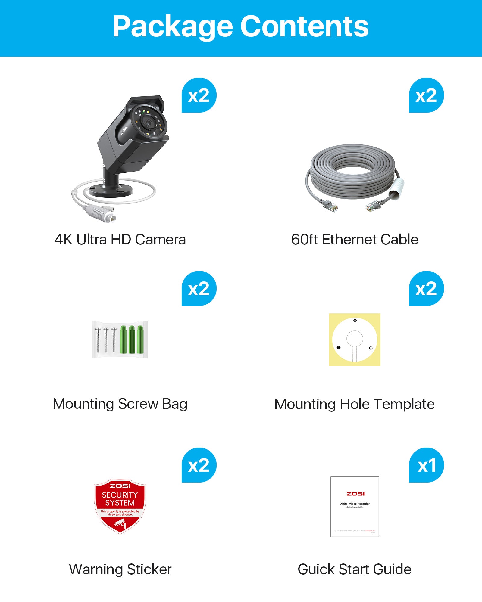 4K]C105 Bullet PoE Security IP Add-on Camera 2/4 Pack - ZG1058D - Zosi