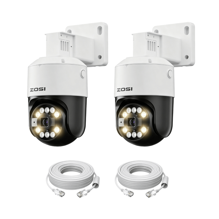 C296B 2pack/4pack 5MP PTZ PoE IP Camera + 60ft Ethernet Cable - Zosi