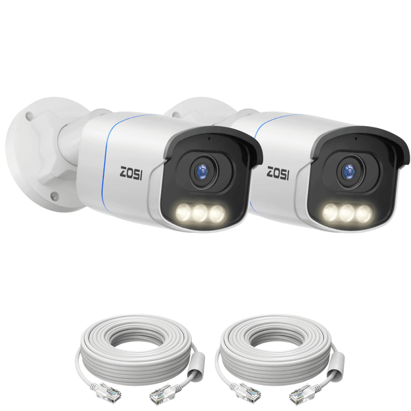 C186A 2pack/4pack 4K PoE Camera with Full-Color Night + 60ft Ethernet Cable