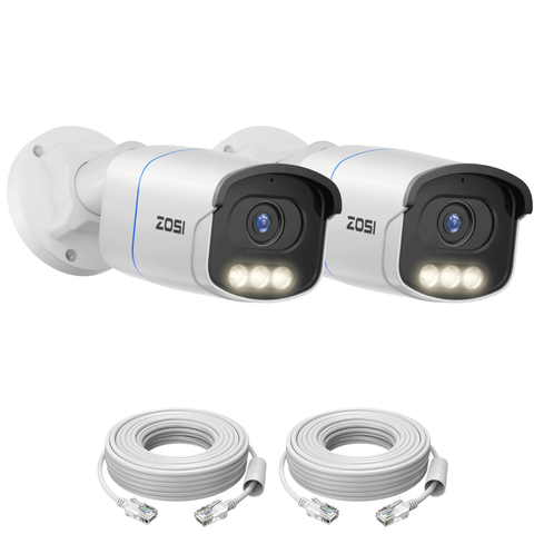 C186A 2pack/4pack 4K PoE Camera with Full-Color Night + 60ft Ethernet Cable
