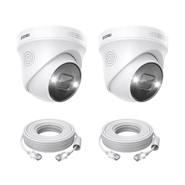 C225 2pcs/4pcs 5MP Add-on PoE Camera + 60ft Ethernet Cable Zosi