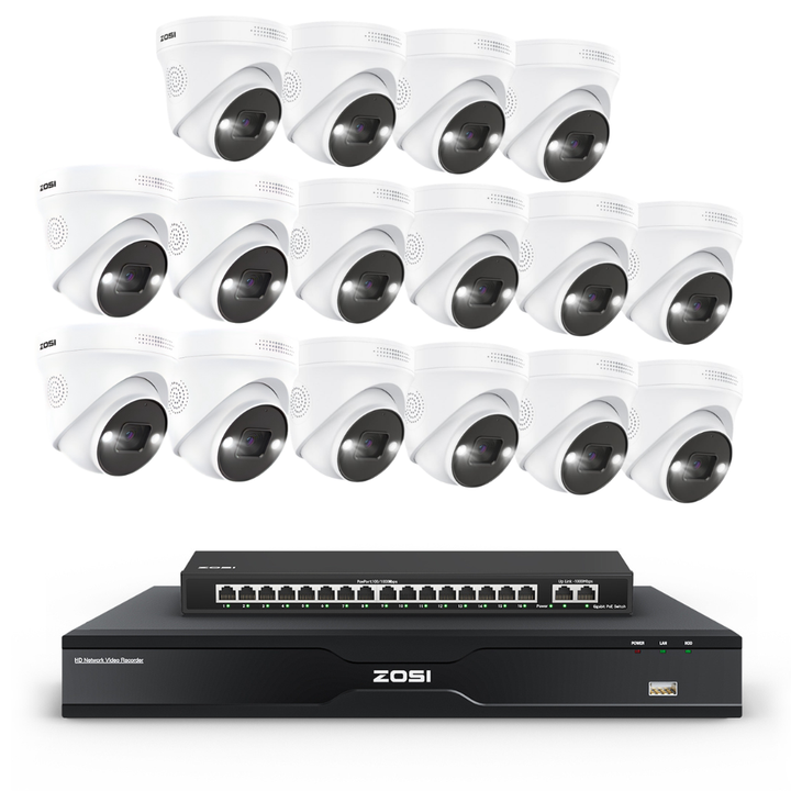 C225 32CH 4K PoE Security Camera System + Max 32 Cameras + 4TB/8TB