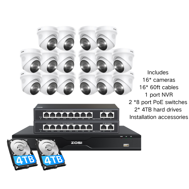 C225 4K 16CH PoE Security System | 32-Camera Capable NVR Dual Disk C225 4K 16CH PoE Security System | 32-Camera Capable NVR Dual Disk