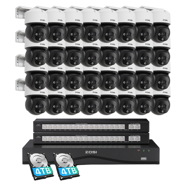 C290M 32 Channel 4K PT PoE Security Camera System for Business +8TB HDD