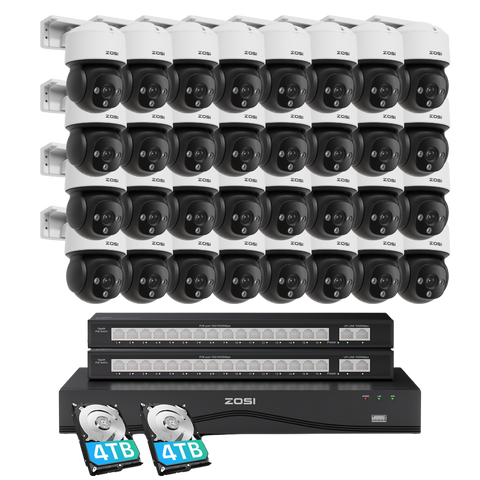 C290M 32 Channel 4K PT PoE Security Camera System for Business +8TB HDD