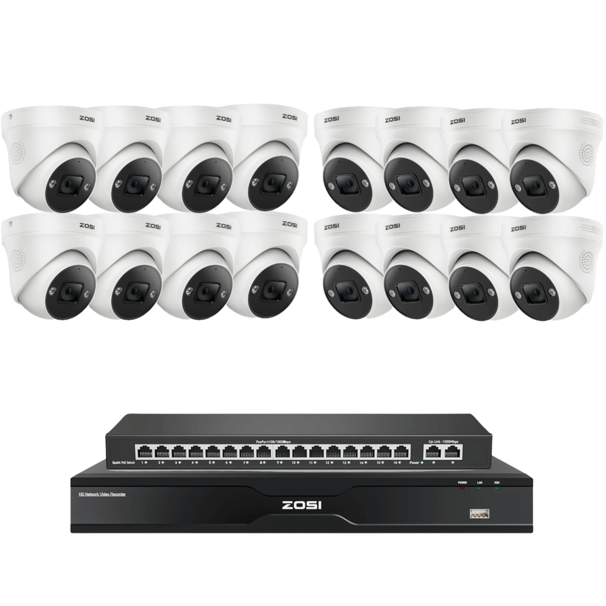 C225 32-Channel 4K PoE Security Camera System + Max. 16TB HDD - Zosi