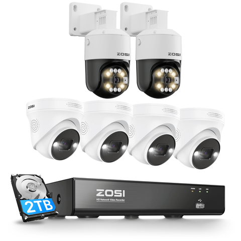 C225 4K 8CH PoE Security Camera System + 2 pack/4pack C296 PTZ Camera