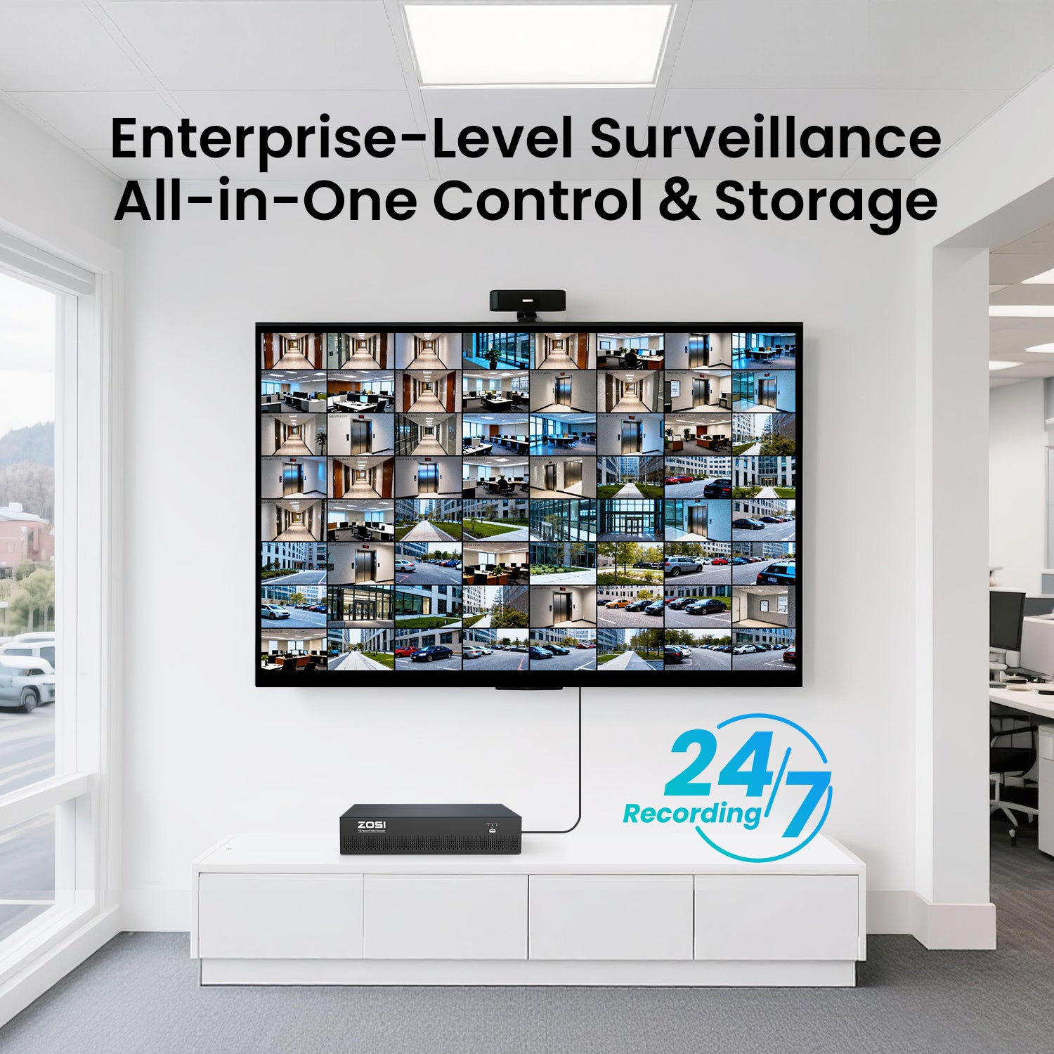 C290 64 Channel PT 4K PoE Security Camera System for Business - Zosi