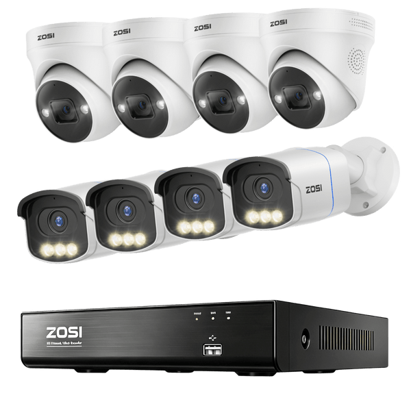 C225 & C186A 4K 8CH PoE Security Camera System + 2TB Hard Drive