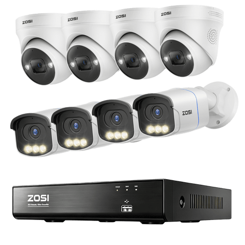 C225 & C186A 4K 8CH PoE Security Camera System + 2TB Hard Drive