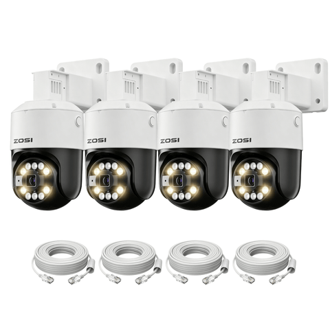 C296B 2pack/4pack 5MP PTZ PoE IP Camera + 60ft Ethernet Cable
